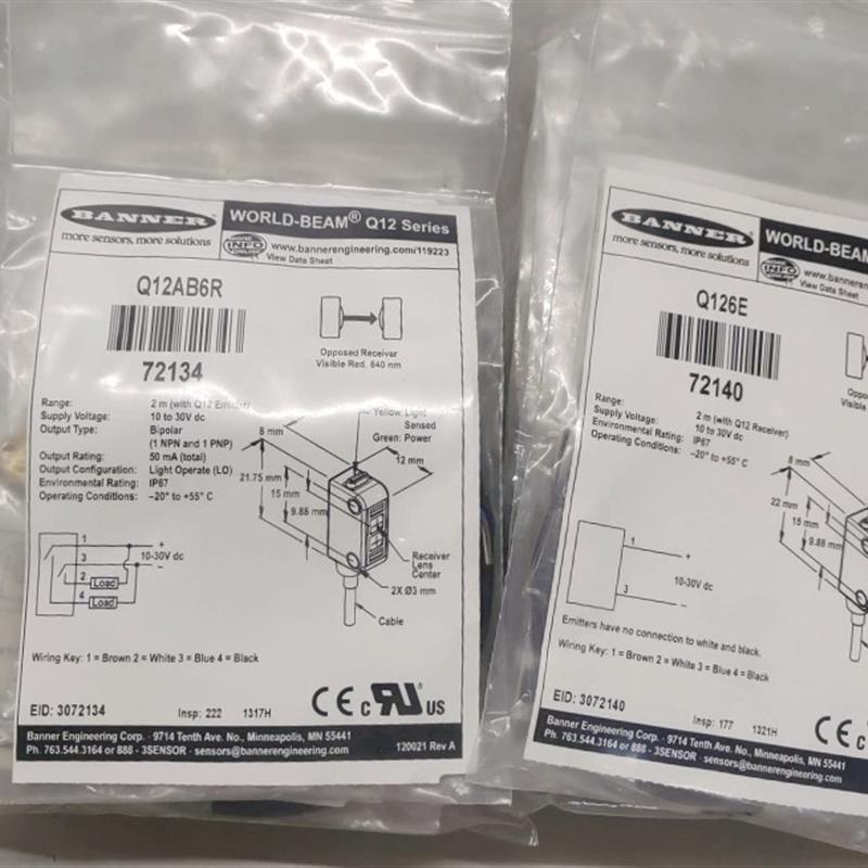 BANNER邦纳小光电Q126E Q12RP6RQ Q12AB6R Q126EQ原装正品保证