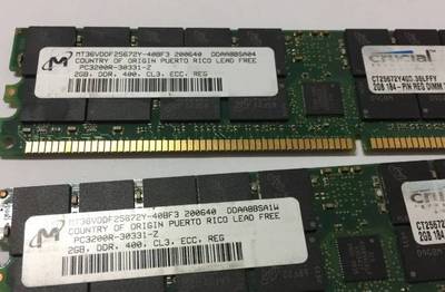 内存2GB DDR400 ECC REG PC3200R-30331-Z MT36VDDF25672Y-40BF3