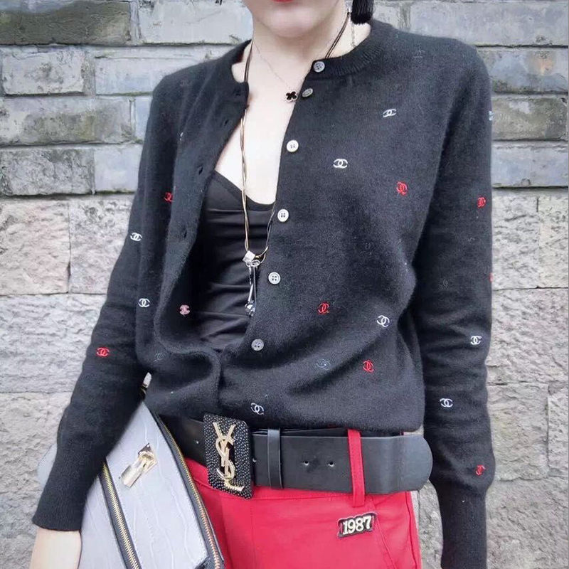 高档女毛衣外套开衫春装bf风毛衣女开衫刺绣韩