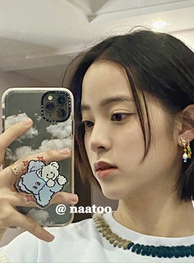 TORR｜自制韩国ins风欧阳娜娜同款蓝色小飞象气囊手机壳支架14ProMax/15pro/13/12