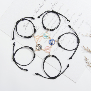 日韩三人闺蜜版手链女友谊手环多人款四叶草星星学生好朋友手饰男