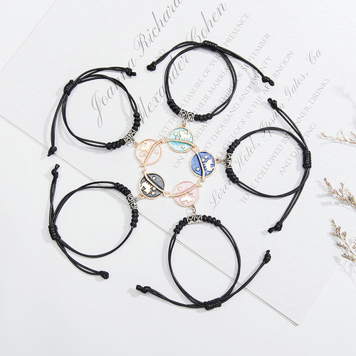 日韩三人闺蜜版手链女男好朋友