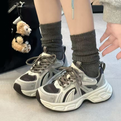 厚底时尚水泥灰老爹鞋女鞋2025新