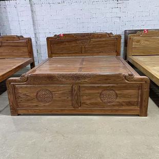 老榆木双人床纯木头床没有辅料实木大床卧室婚床结实耐用没有声音