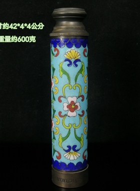 古玩铜器老货实拍回流景泰蓝伸缩单筒望远镜西洋旧货老物件收藏