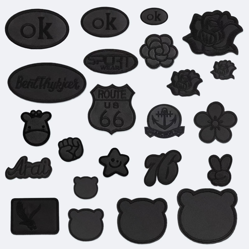 自粘免缝黑色皮革刺绣补丁贴衣服皮衣破洞无痕修补