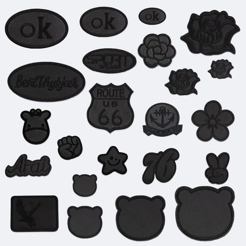 自粘免缝黑色皮革刺绣补丁贴衣服皮衣破洞无痕修补