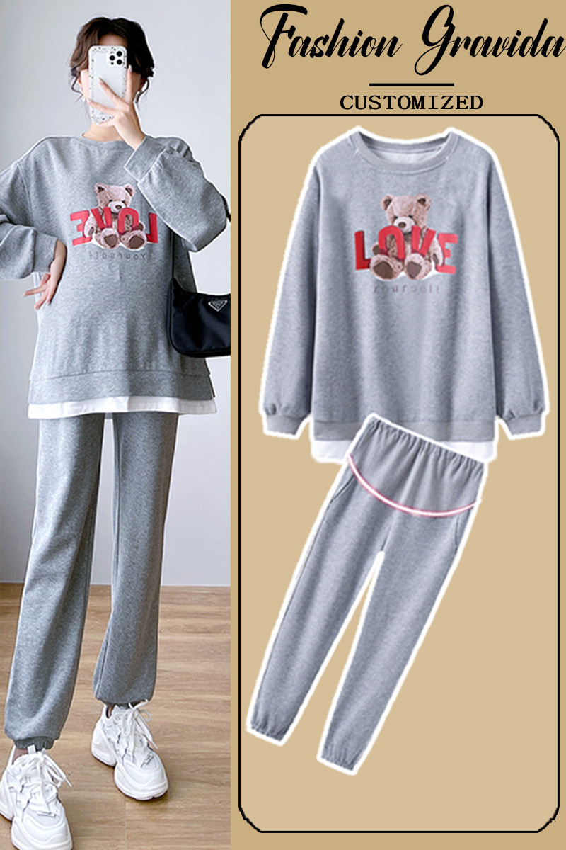 PREGNANT WOMEN AUTUMN DRESS FASHION SWEATSHIRT WOMENS NEW SPRING AND AUTUMN MATERNITY CLOTHES DO NOT SHOW NOSTALGIA KOREAN VERSION OF THE INTERNET CELEBRITY SUIT