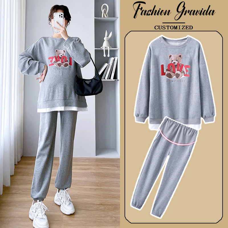 PREGNANT WOMEN AUTUMN DRESS FASHION SWEATSHIRT WOMENS NEW SPRING AND AUTUMN MATERNITY CLOTHES DO NOT SHOW NOSTALGIA KOREAN VERSION OF THE INTERNET CELEBRITY SUIT
