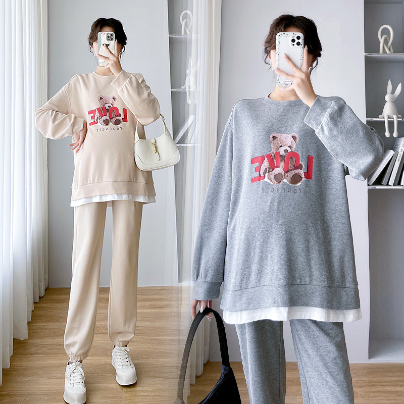 PREGNANT WOMEN AUTUMN DRESS FASHION SWEATSHIRT WOMENS NEW SPRING AND AUTUMN MATERNITY CLOTHES DO NOT SHOW NOSTALGIA KOREAN VERSION OF THE INTERNET CELEBRITY SUIT