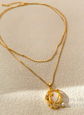 YGL原创设计双层叠戴毛衣链