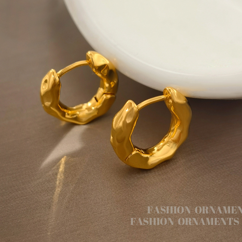 YGL复古欧美不规则捶打面设计耳扣小众新潮流行耳环时尚新款耳饰