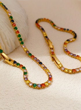 彩色锆石项手链女锆石