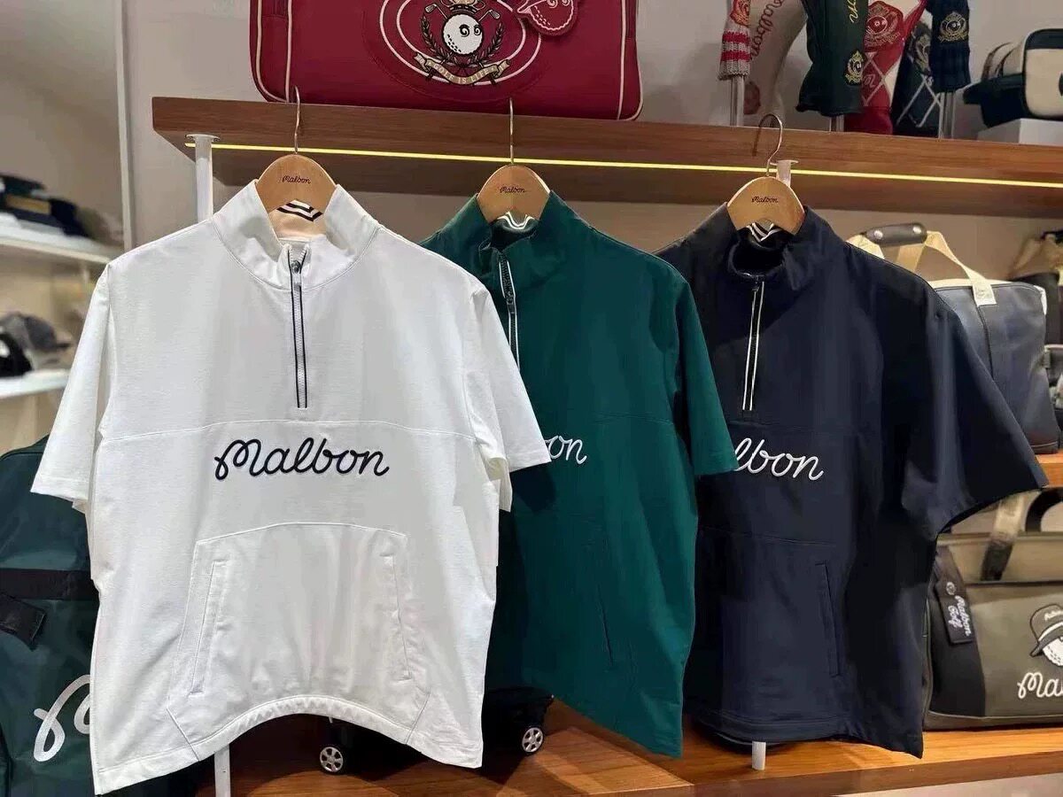 25新款韩国高尔夫服装男士球服立领短袖运动休闲百搭修身短袖T恤