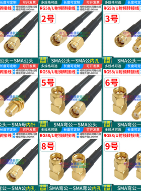全铜RG58/U射频同轴馈线SMA-J转sma公母头天线延长转接线50欧姆-3