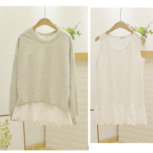 秋冬刺绣花边蕾丝下摆内搭打底小背心叠穿搭配卫衣毛衣露边打底衫