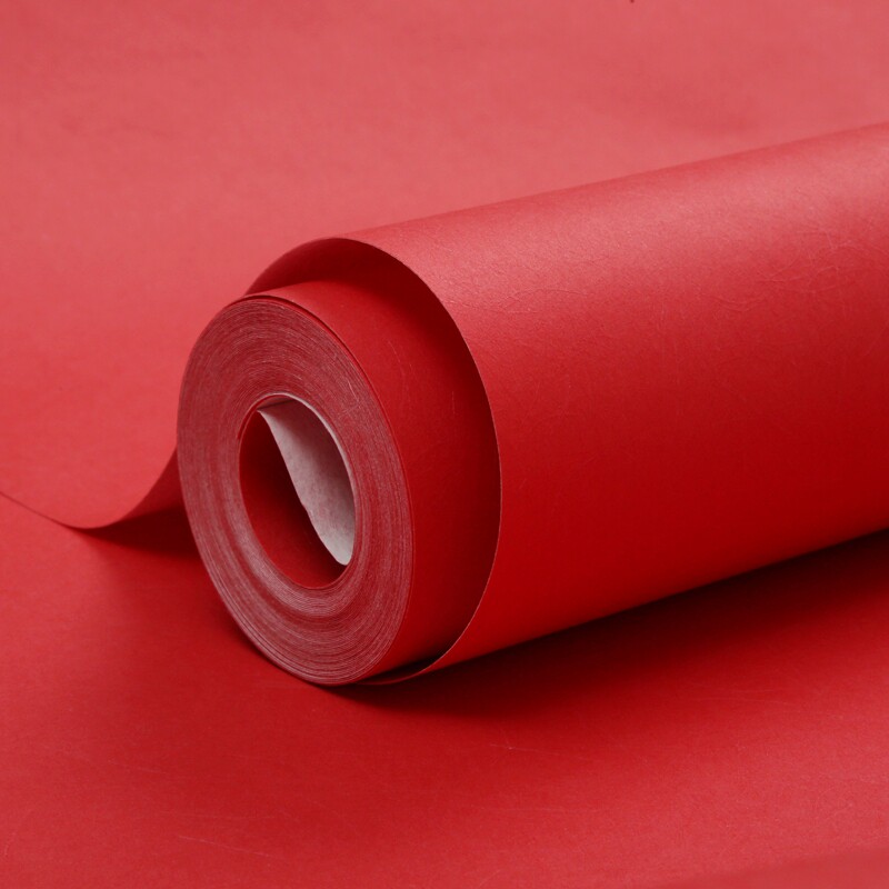 中国红大红色纯色墙纸 主题房客厅餐厅酒店 新中式古风素色壁纸