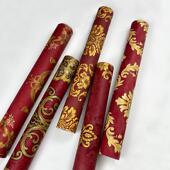 大红色3D欧式 餐厅酒店KTV包厢奢华复古立体大马士革壁纸 大花墙纸