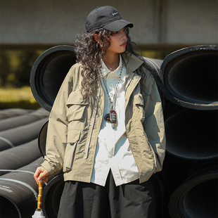 日系复古工装 多扣翻领夹克宽松廓形户外情侣外套 22F HOVERAT