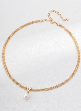 银镀18K金天然珍珠项链轻奢时尚饰品