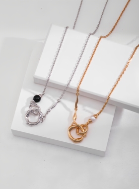 S925银镀18K金项链女2025小众时尚珍珠气质品质感锁骨链