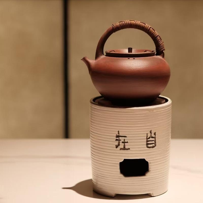 半斋白粉引自在炭炉煮茶炉景德镇陶瓷茶具提梁烧水壶酒精炉碳炉子