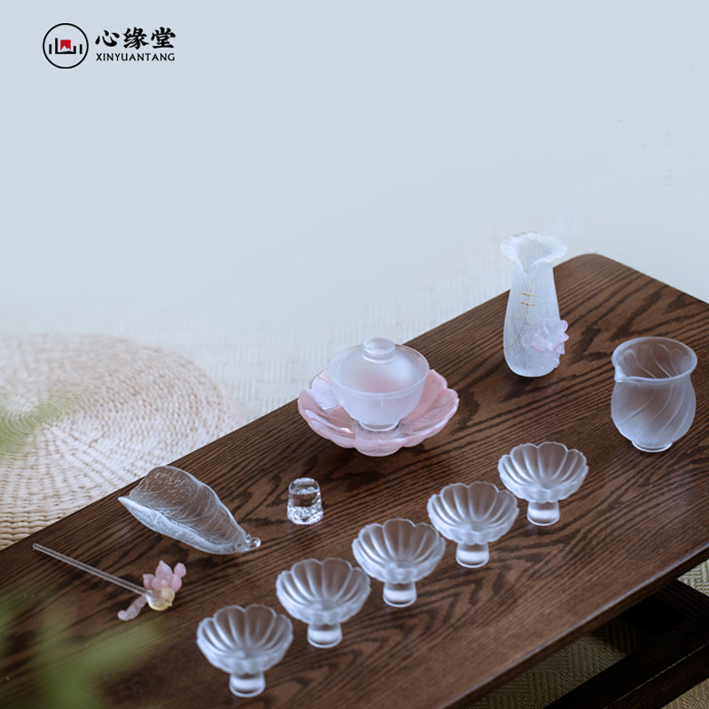 琉璃清莲套组茶杯公道杯泡茶盖碗功夫茶具套装高档礼盒包装