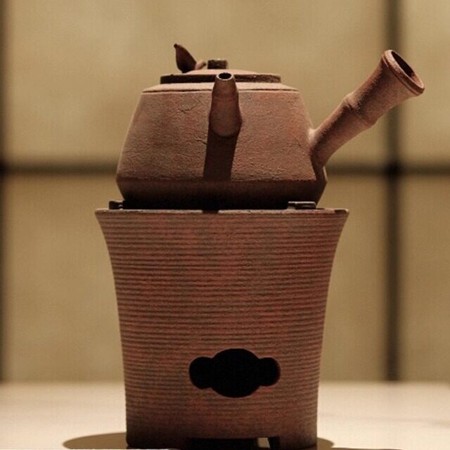 半斋复古铁锈釉空心竹节侧把壶景德镇陶壶茶具明火炭炉煮茶烧水壶