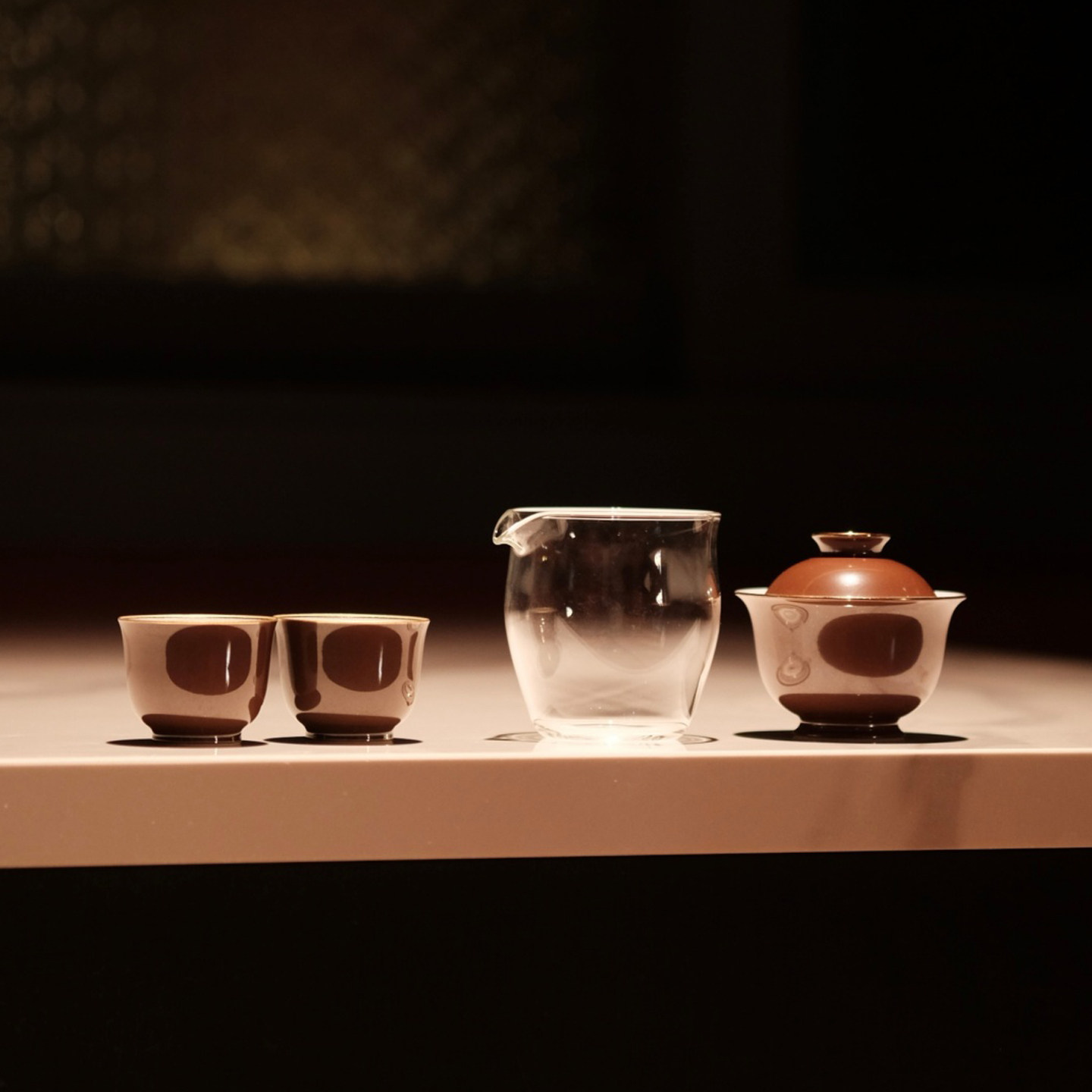 半斋紫金釉镶口功夫茶具套装一盖碗两杯公道杯旅行泡茶便携式套组