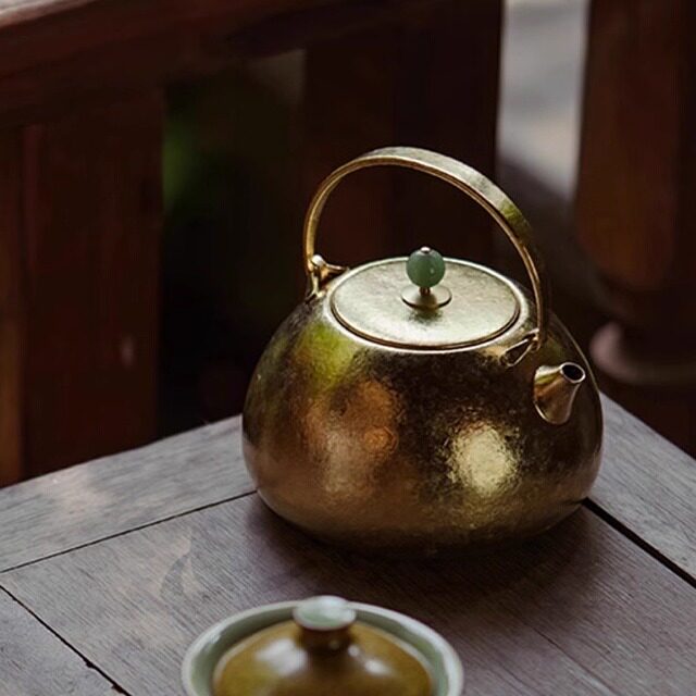 博友制钛观山钛提梁壶烧水壶便携轻便户外露营明火煮茶壶700ml