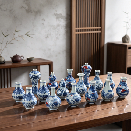 轻奢手绘陶瓷花瓶迷你家居客厅桌面插花器小号炫关博古架创意礼品