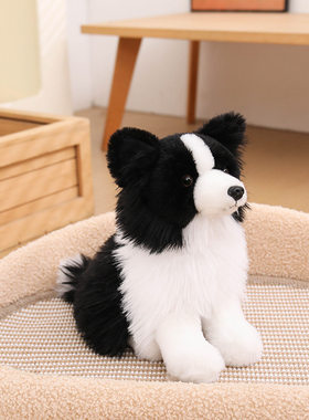 仿真边牧犬毛绒玩具黑白狗狗玩偶安抚趴睡布娃娃公仔儿童生日礼物