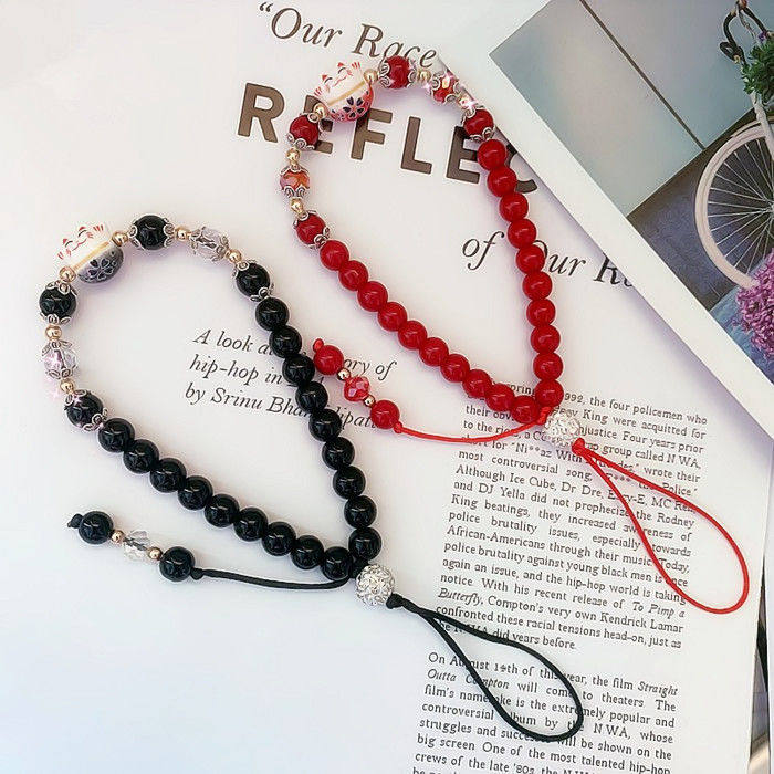 短款搭配手机通用挂绳手腕水晶珠子挂链吊绳挂件女款牢固防丢耐用