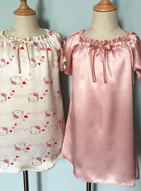 纯色卡通桑蚕丝宝宝家居服睡裙