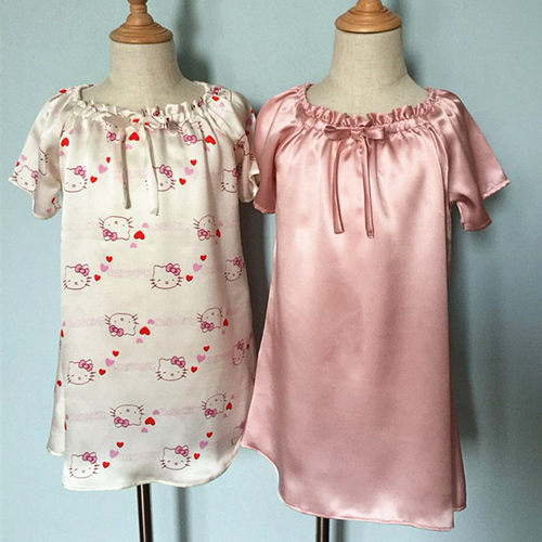 纯色卡通桑蚕丝宝宝家居服睡裙