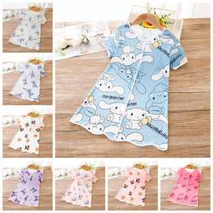 女童睡裙玉桂狗2024夏季薄款短袖宝宝家居服外穿 cinnamoroll睡衣