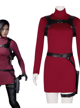 生化危机4重置版艾达王cos服Ada Wong红色连衣裙cosplay表演 2023