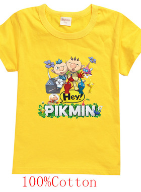 Pikmin皮克敏儿童T恤纯棉圆领上衣 2024夏季男童薄款短袖休闲半袖
