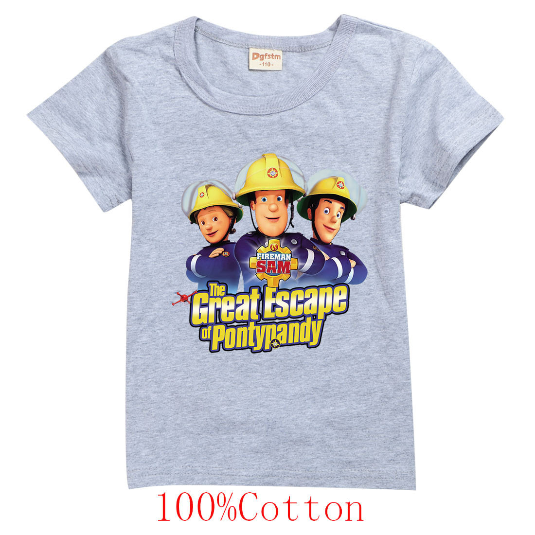 消防员山姆儿童纯棉短袖Fireman2022夏季卡通动漫印花圆领T恤上衣