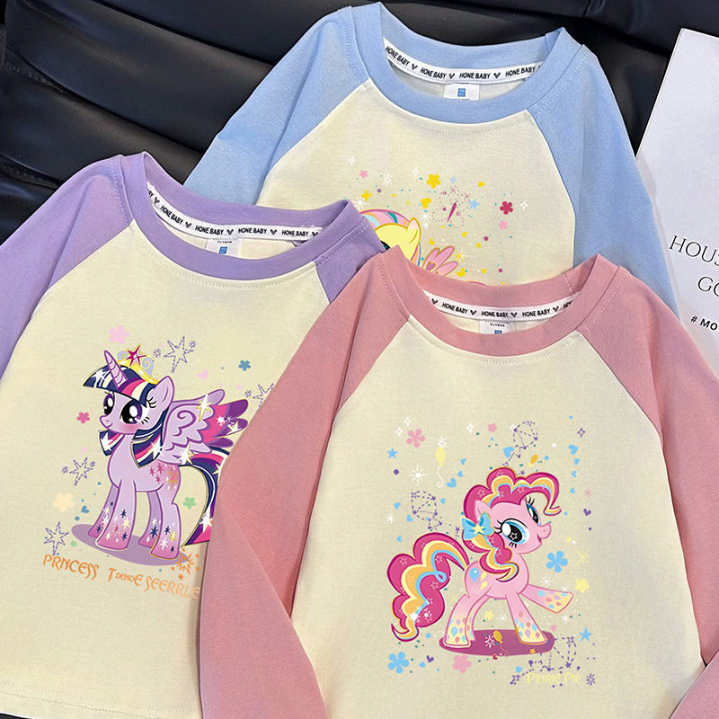 小马宝莉打底t恤纯棉紫悦长袖女童2024秋冬内搭上衣薄little pony