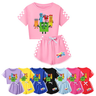 numberblocks数字积木半身短袖短款辣妹短裤套装女童亲子2024夏季