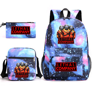 致命公司书包三件套Lethal Company儿童印花帆布背包大容量双肩包