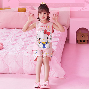 hellokitty背心睡衣棉质套装女童cinnamoroll卡通无袖家居服 2024