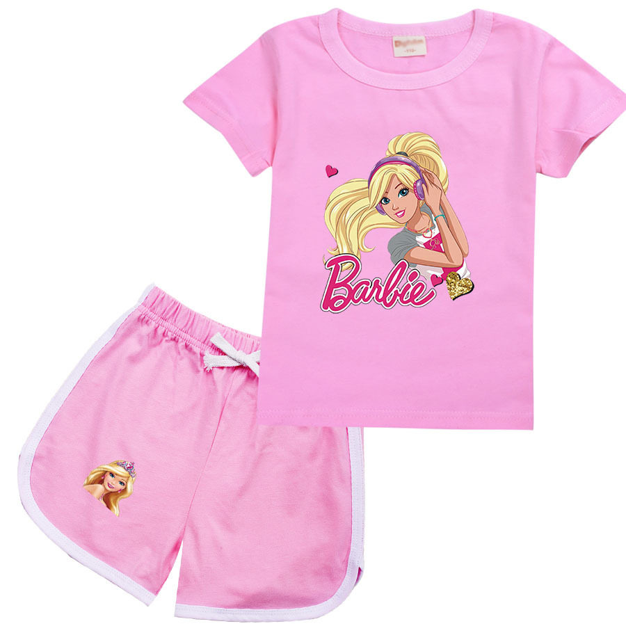 Barbie女童短袖短裤套装芭比