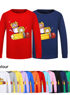 lankybox纸盒小人儿童卫衣卡通网红上衣圆领春秋长袖薄打底衫2022