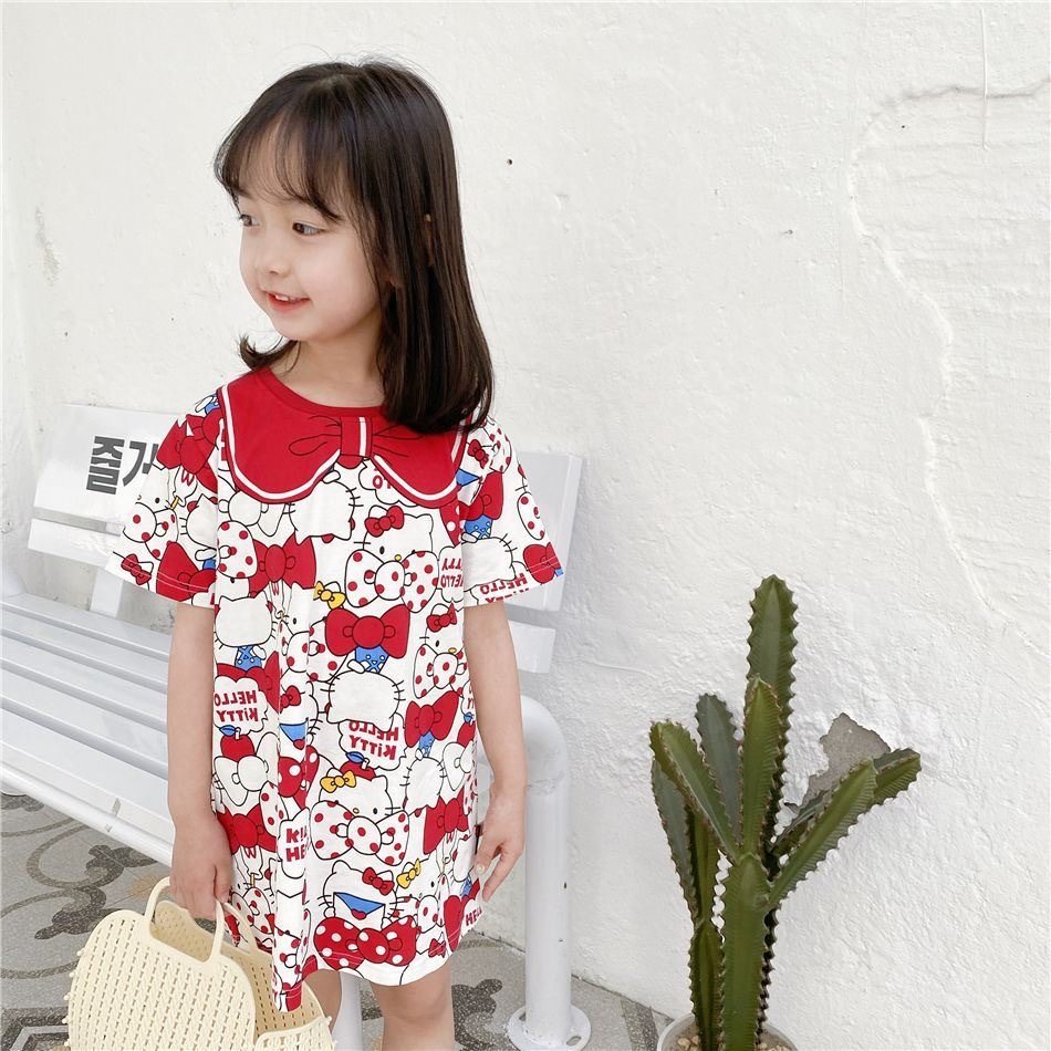 hellokitty女宝宝中长款T恤裙 2024夏季凯蒂猫可爱洋气短袖连衣裙,童装/婴儿装/亲子装,连衣裙,淘宝优惠券,粉丝福利购,淘宝优惠卷