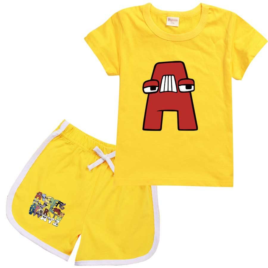 字母传说Alphabet lore儿童短袖短裤套装2023夏季纯棉圆领T恤多色