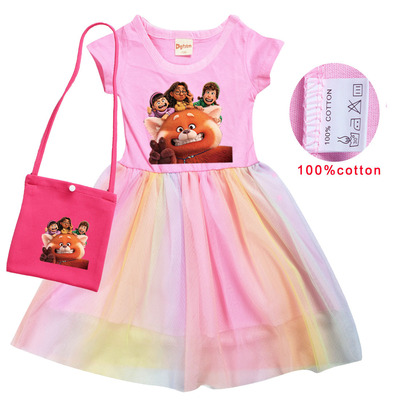 红熊猫纯棉短袖连衣裙送包包