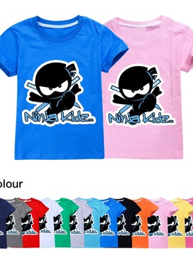 Ninja kidz男童T恤2023夏季忍者小子 纯棉圆领上衣卡通休闲短袖薄