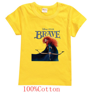 Brave勇敢传说梅莉达女童T恤纯棉中大童短袖2022夏季圆领上衣印花